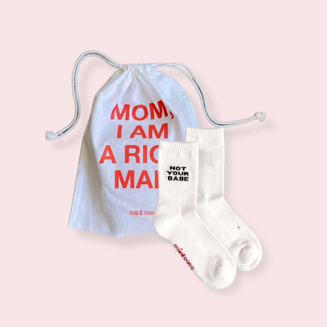Mom, I am a rich man sock, storage bag & free shipping