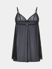 Hochwertiges Saint Sass Nachtkleid. Sexy, schwarz und unglaublich leicht. Transparentes schwarzes Nigliche. Weich, dehnbar und angenehm zu tragen – ideal für romantische Momente in den Winter- und Weihnachtstagen. Perfekt als Geschenk.