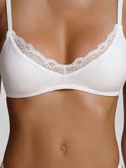 Everyday Cotton Lace Bralette - White