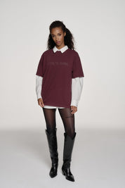 T-shirt BF pour fille, marron aubergine