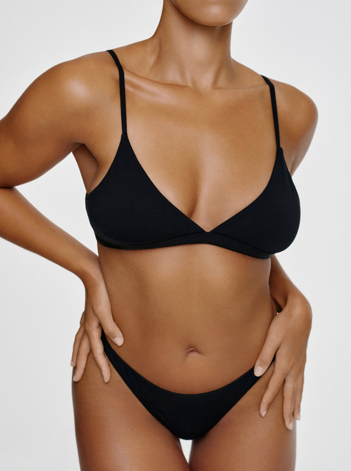 Everyday Cotton Triangle Bralette - Black