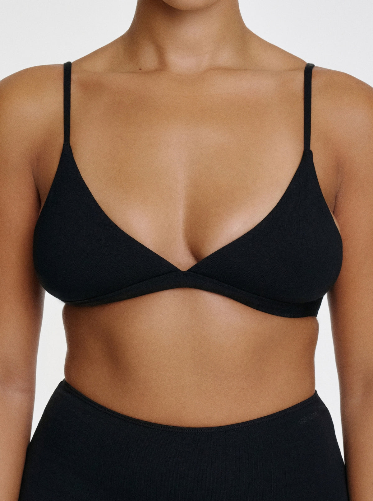 Everyday Cotton Triangle Bralette - Black