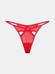 Gigi Mesh Thong Cut Outs - Red