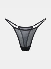 Gigi  Mesh Tanga Schwarz - Vorderansicht 