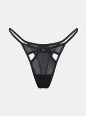 Gigi Mesh Tanga mit Cut Outs in Schwarz – Vorderansicht