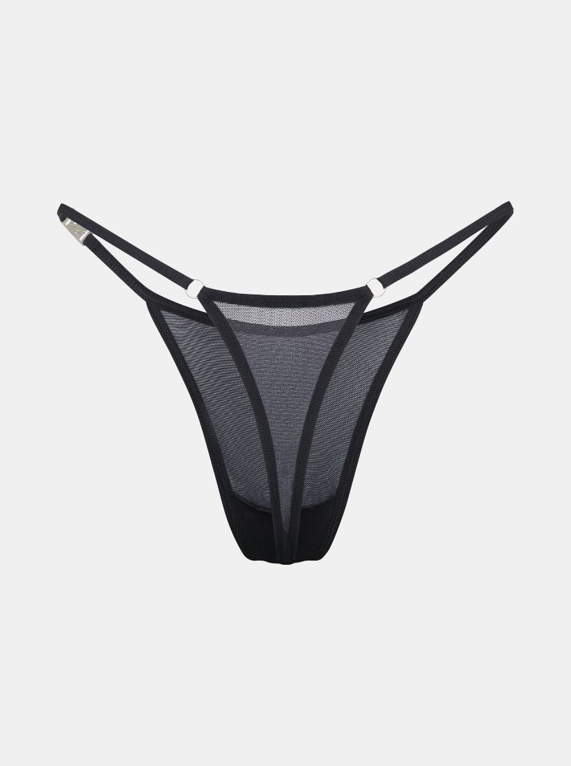 Gigi Mesh Tanga in Schwarz – Rückansicht, elegantes Mesh-Design
