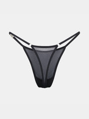 Gigi Mesh Tanga in Schwarz – Rückansicht, elegantes Mesh-Design