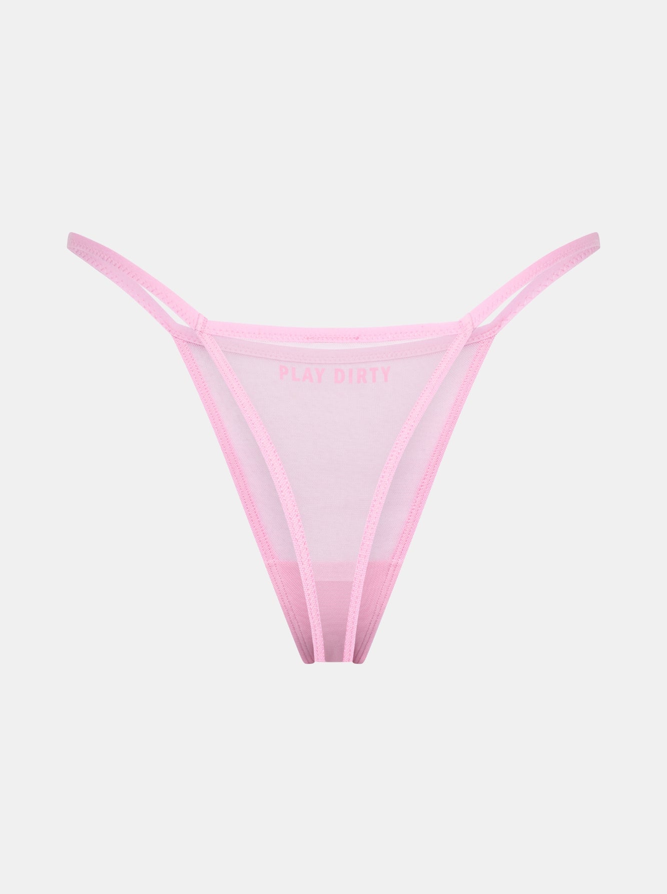 Pinker Mesh Slip von saint sass mit Statement PLAY DIRTY hinten. In weicher, anschmiegsamer Qualität und moderner, figurbetonter Passform.