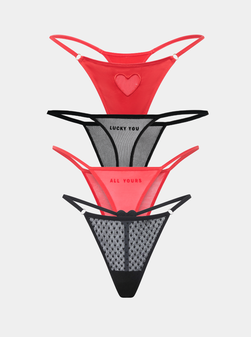 Vier verschiedene hochwertigen sexy Slips mit Statements drauf. Perfekt für die Weihnachtszeit zum verschenken. 