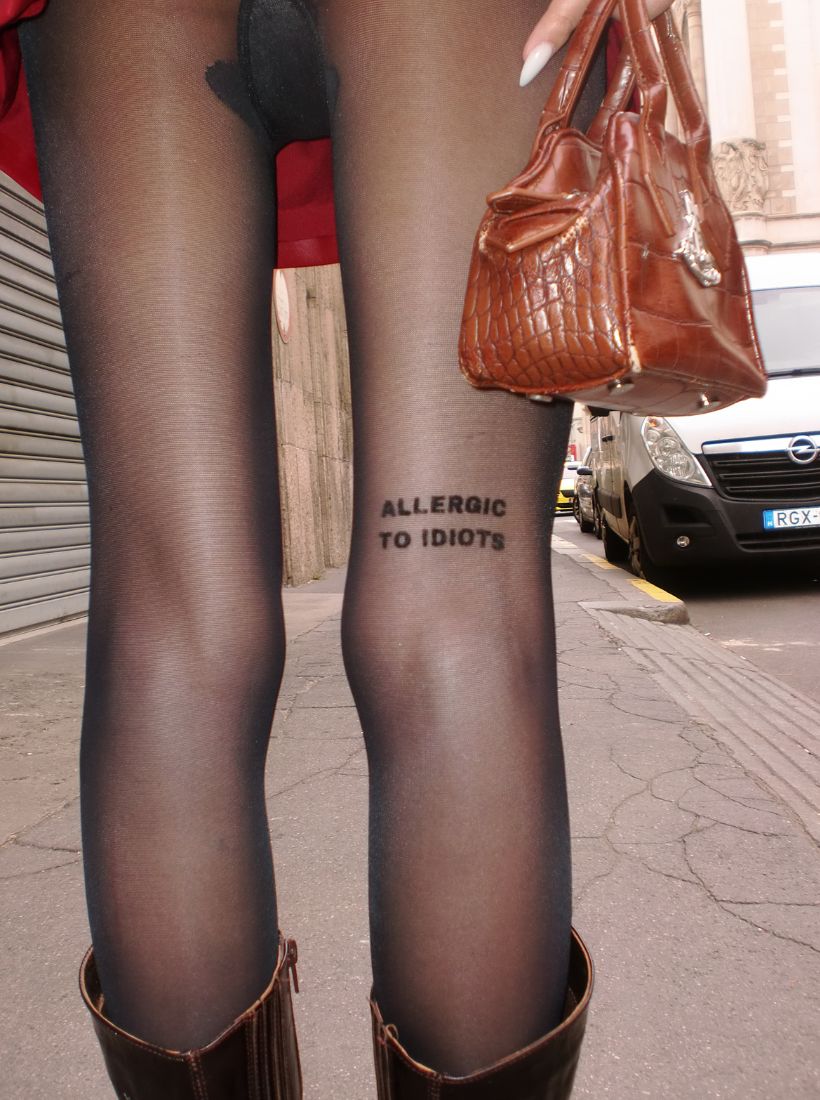 Allergique aux collants d'idiots | 40 deniers | semi-transparent | saint sass