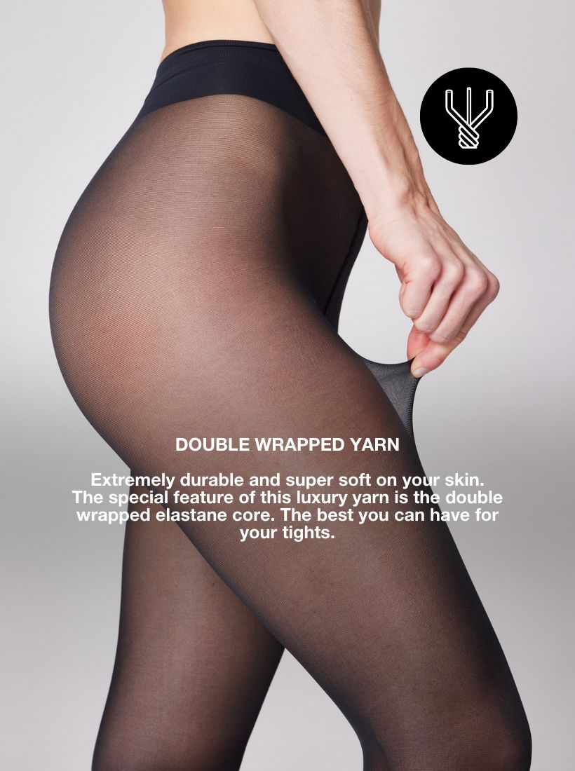 Double wrapped yarn to make your tights super durable and soft on your skin with the tights from saint sass.