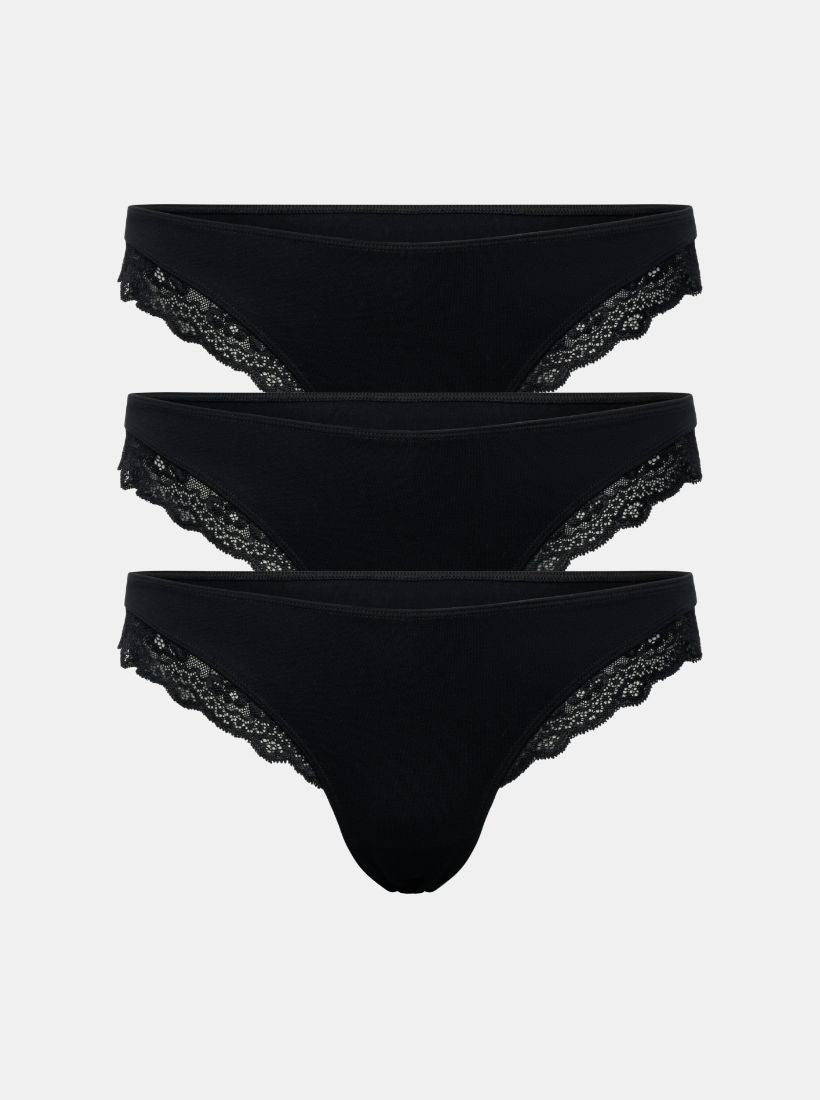 Everyday Cotton Lace Brazilian Briefs (3-Pack)