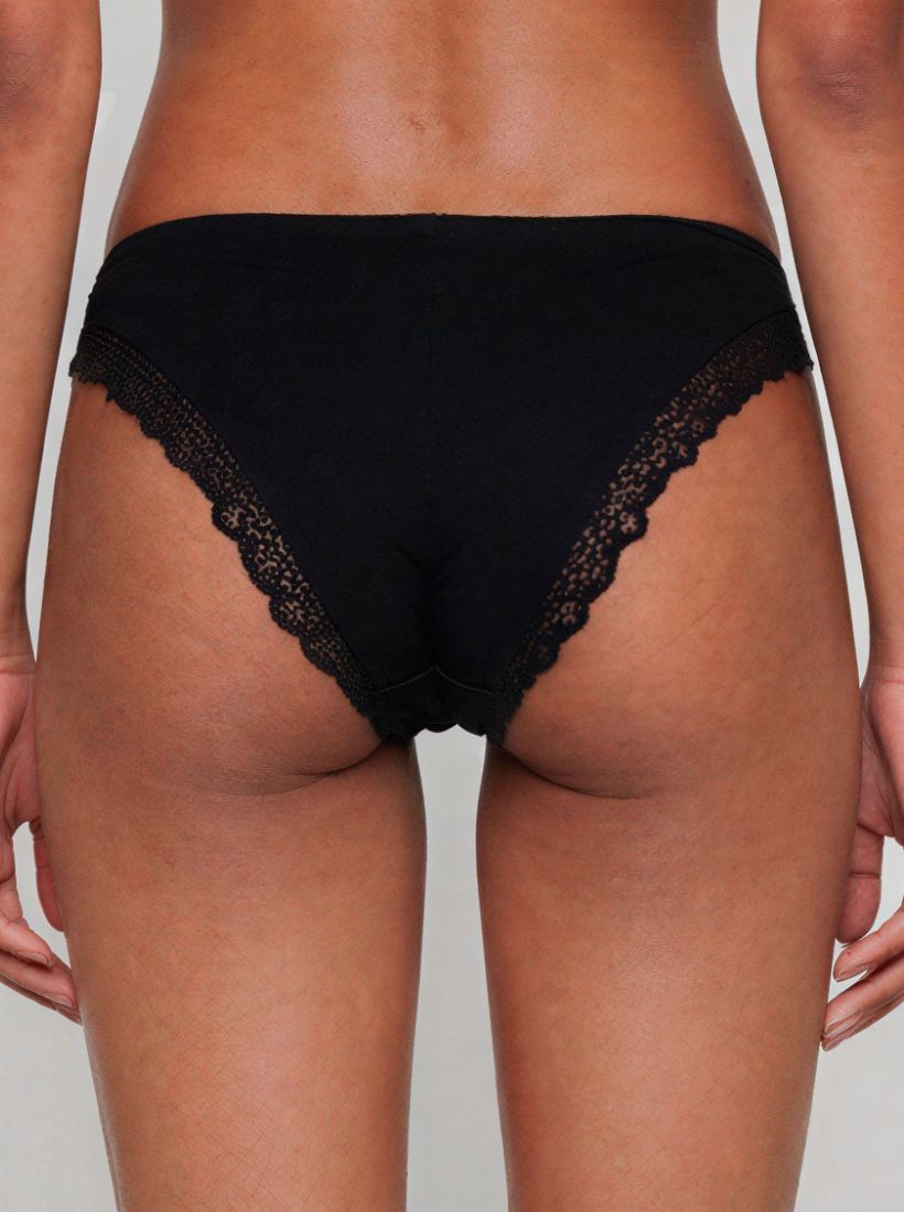 Everyday Cotton Lace Brazilian - Black
