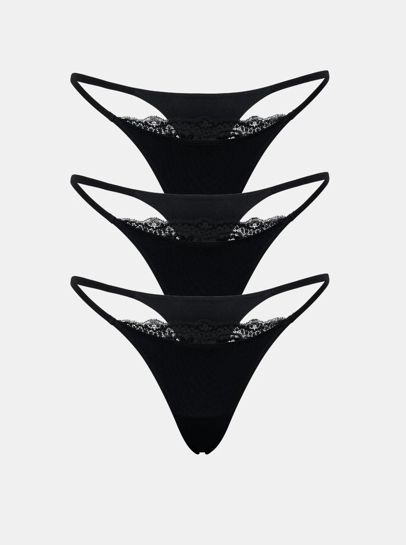Everyday Cotton Lace Thong (3-Pack)