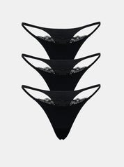 Everyday Cotton Lace Thong (3-Pack)