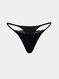 Everyday Cotton Spitzen Tanga - Black - XL