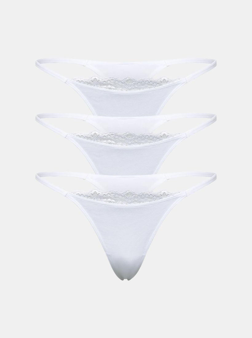 Everyday Cotton Lace Thong (3-Pack)
