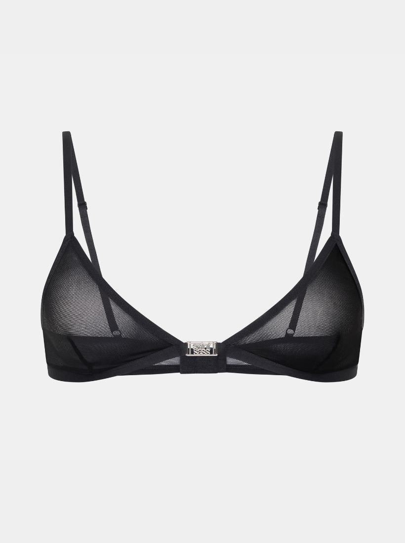 Schwarzer Gigi Mesh Bralette aus durchsichtigem Mesh, elegantes Design