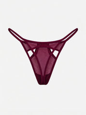 Gigi Mesh Tanga Cut Outs - Plum Red