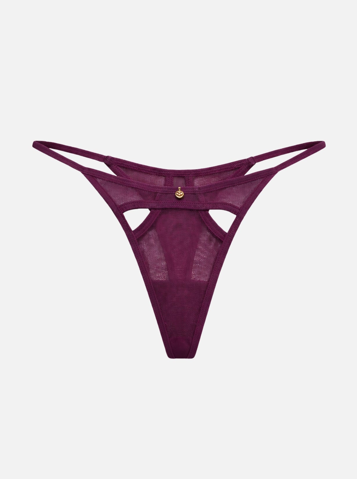 Gigi Mesh Tanga Cut Outs - Plum Red