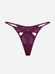 Gigi Mesh Tanga Cut Outs - Plum Red